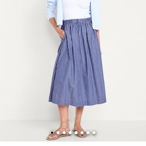 Old Navy Blue and White Striped Midi Skirt